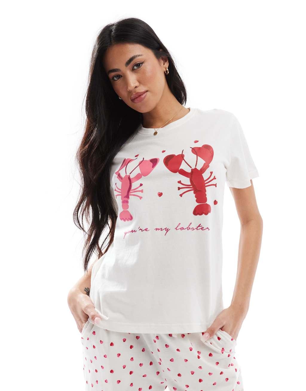 Threadbare pajama set in white with lobster print Product Image