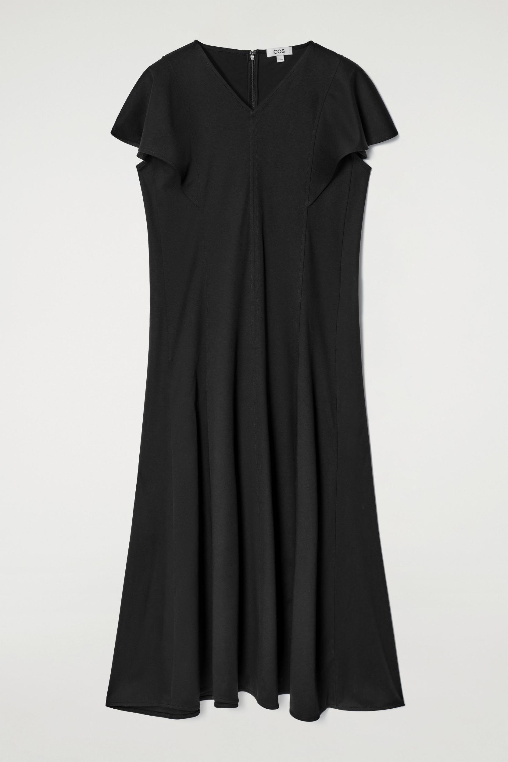 PETAL-SLEEVE COTTON MIDI DRESS Product Image