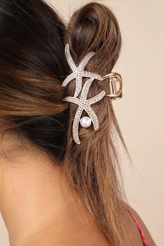 Shelley Gold Rhinestone Starfish Claw Hair Clip Product Image