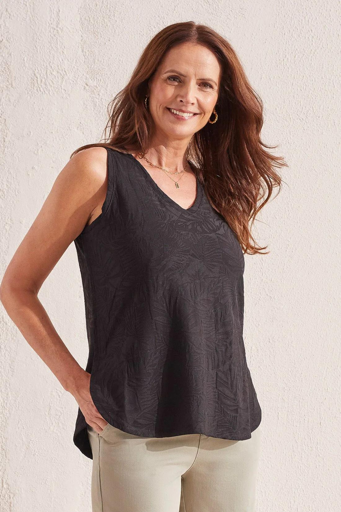TEXTURED V-NECK TANK WITH SIDE SLITS Product Image