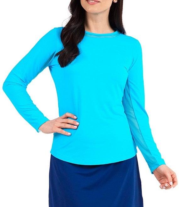 IBKUL Long Sleeve Mesh Inlay Crew Neck Top Product Image