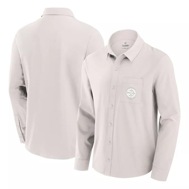 Men's Fanatics Cream Pittsburgh Steelers Front Office Long Sleeve Button-Up Shirt,  Product Image