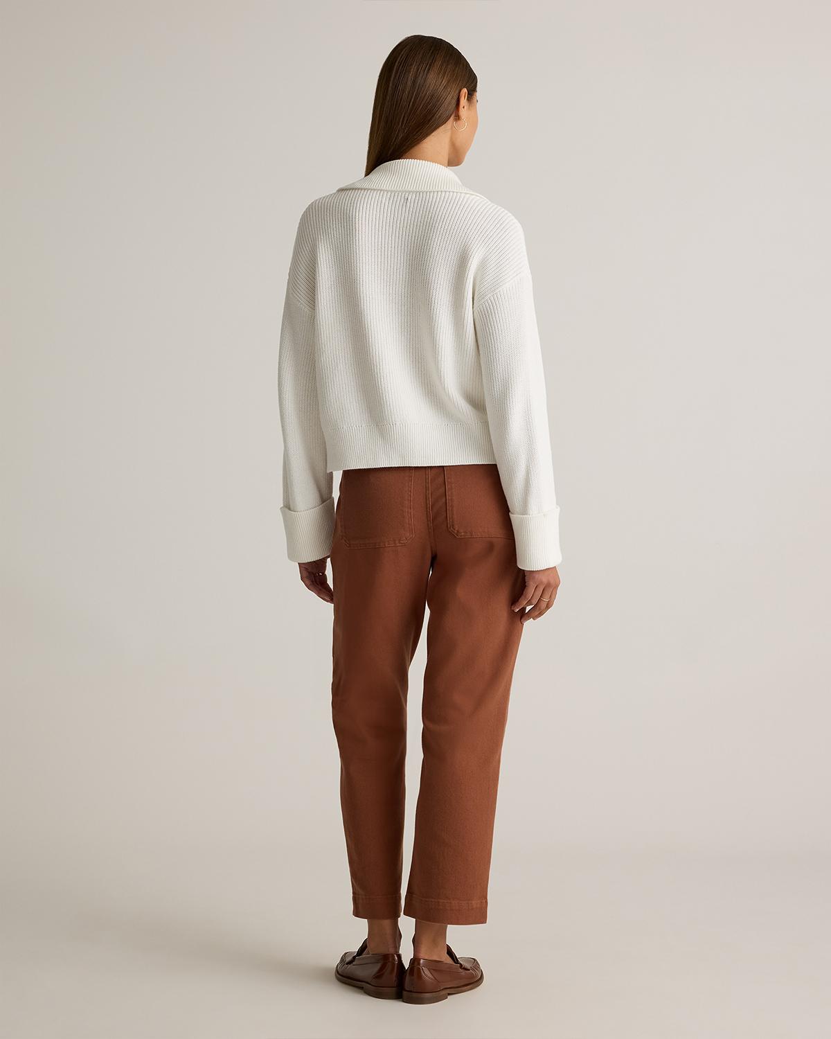 Quince | Women's Fisherman Collared Cardigan Sweater Organic Cotton Product Image