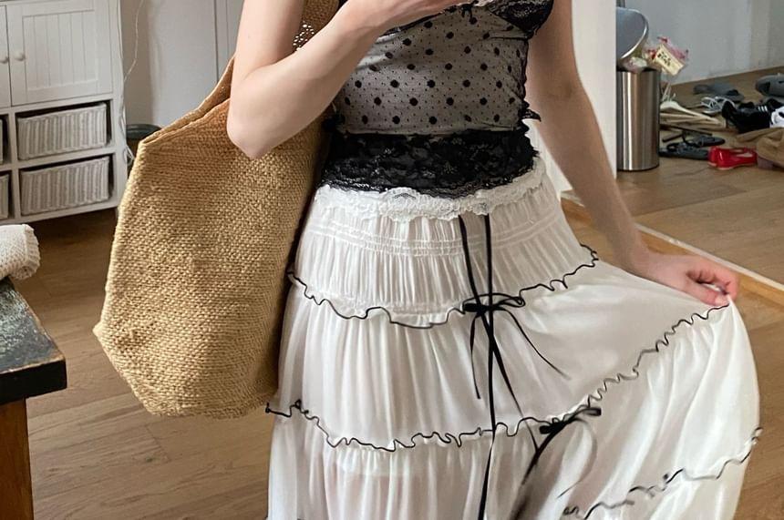 Polka Dot Lace-Trim Cami Top Product Image