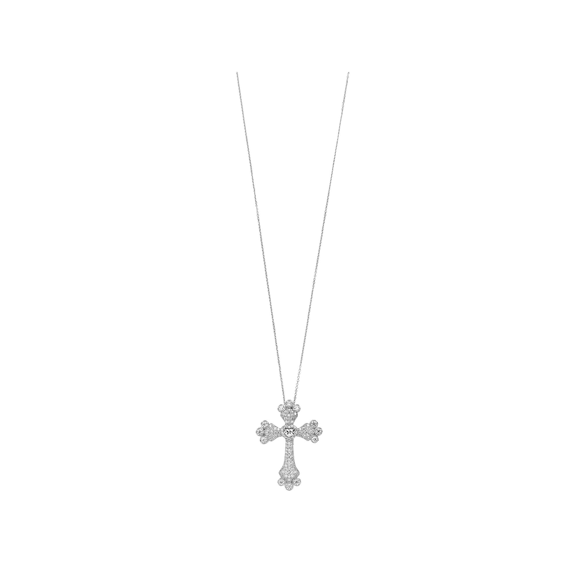 Rosabella Sterling Silver & Cubic Zirconia Cross Pendant Necklace, Women's, Size: 18" Product Image