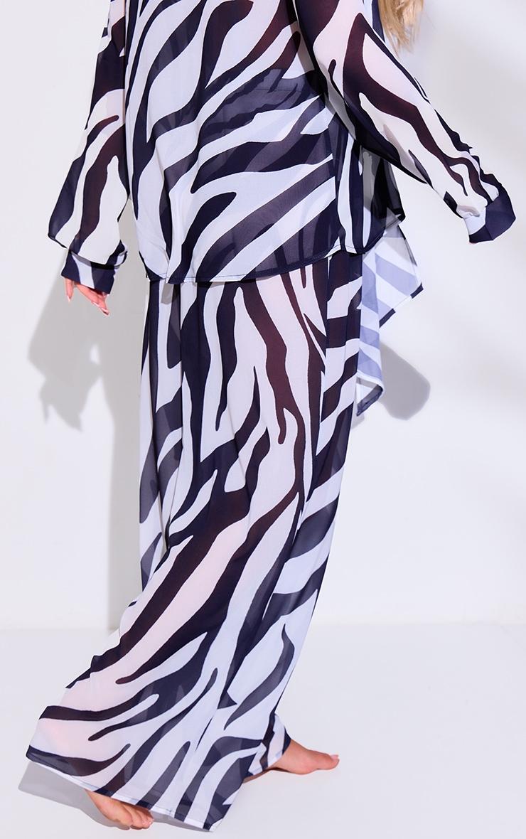 Monochrome Zebra Print Wide Leg Beach Pants Product Image