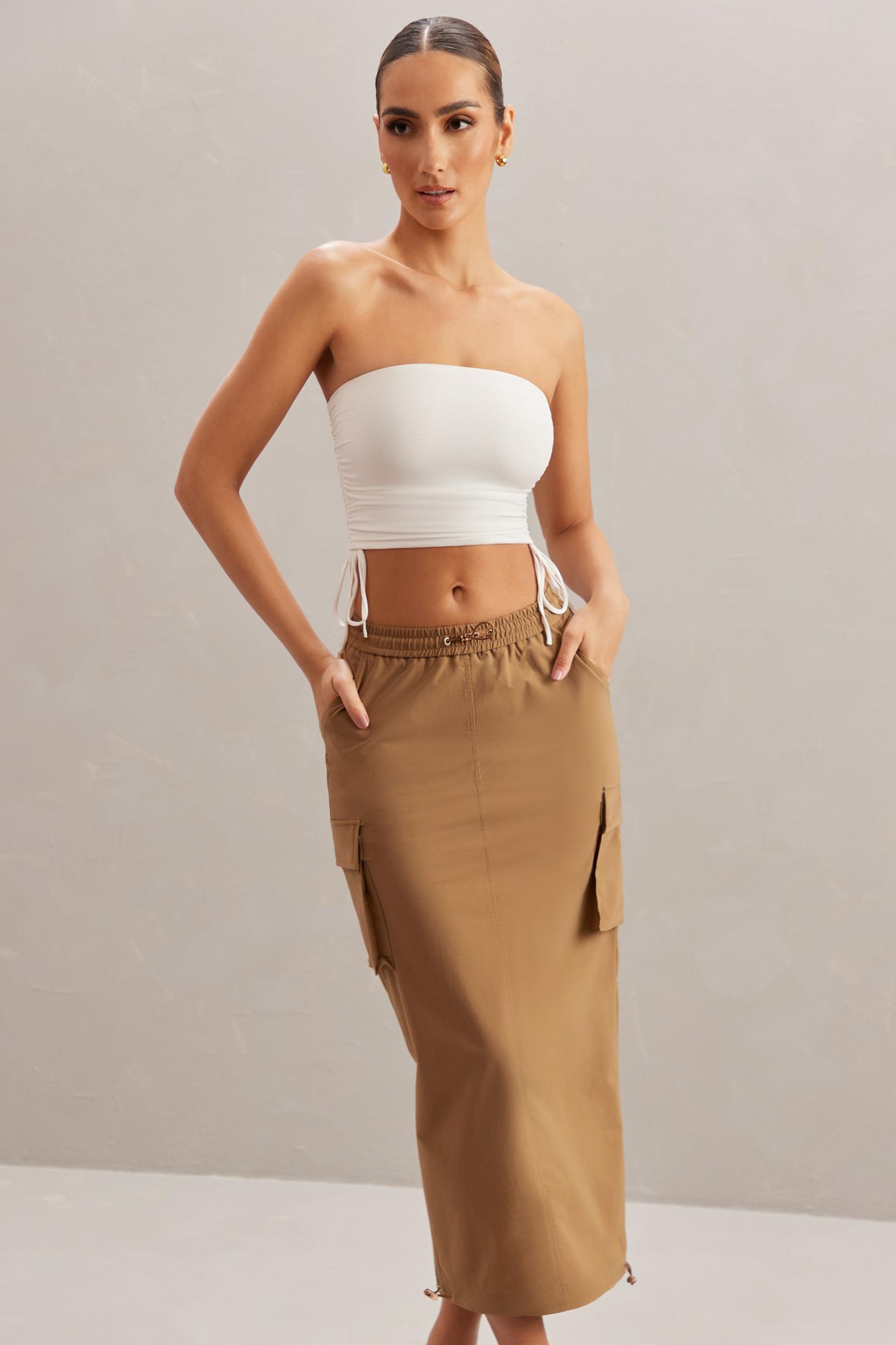 Cargo Maxi Skirt in Tan Product Image