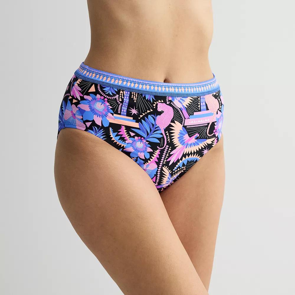 Women's Freshwater Banded High Leg Swim Bottoms, Size: Small, Havana Tropic Product Image