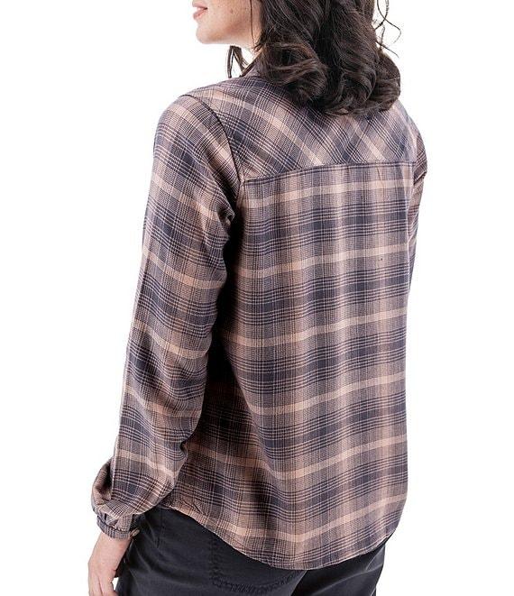 Aventura Eve Plaid Woven Collar Long Sleeve Popover Top Product Image