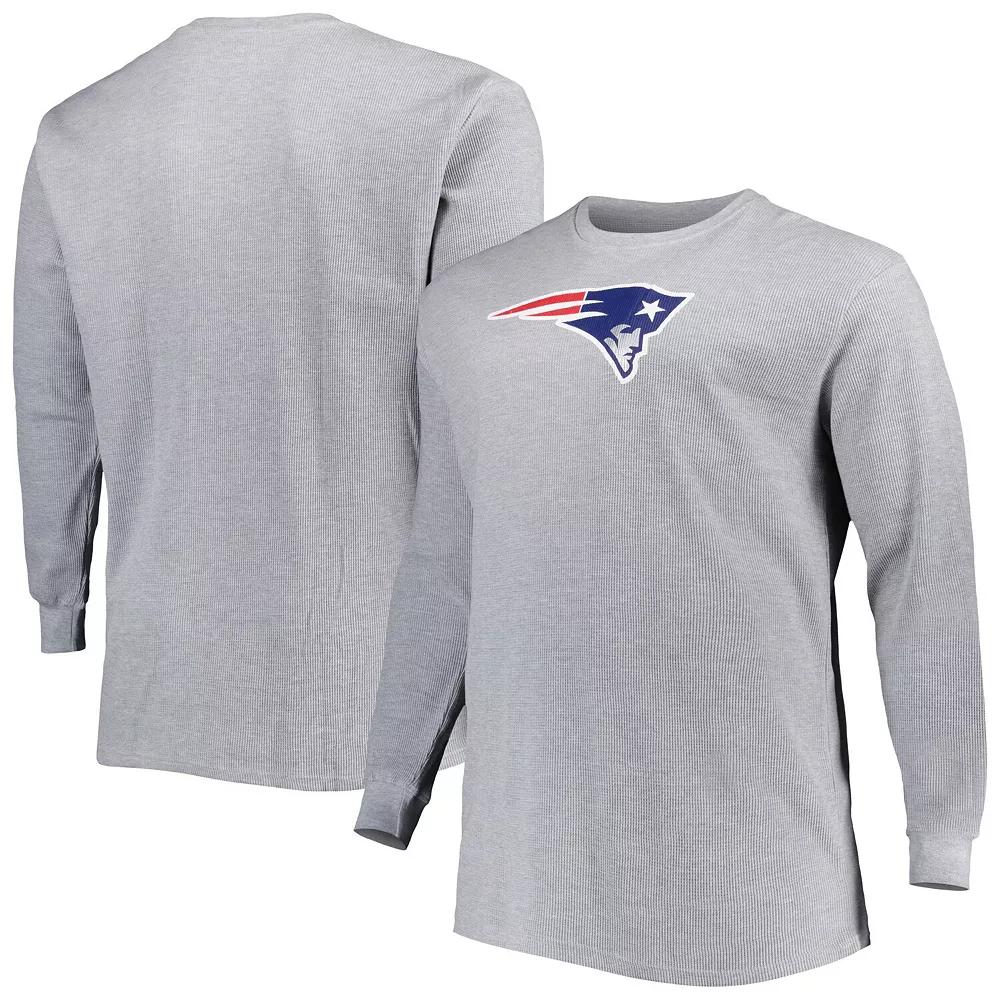 Men's Heather Gray New England Patriots Big & Tall Waffle-Knit Thermal Long Sleeve T-Shirt, Size: 3XLT, Grey Product Image
