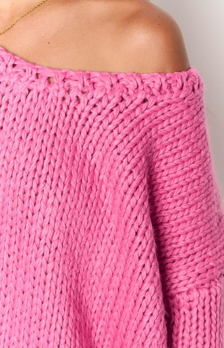 Delvey Hot Pink Chunky Knit Sweater Baby Product Image