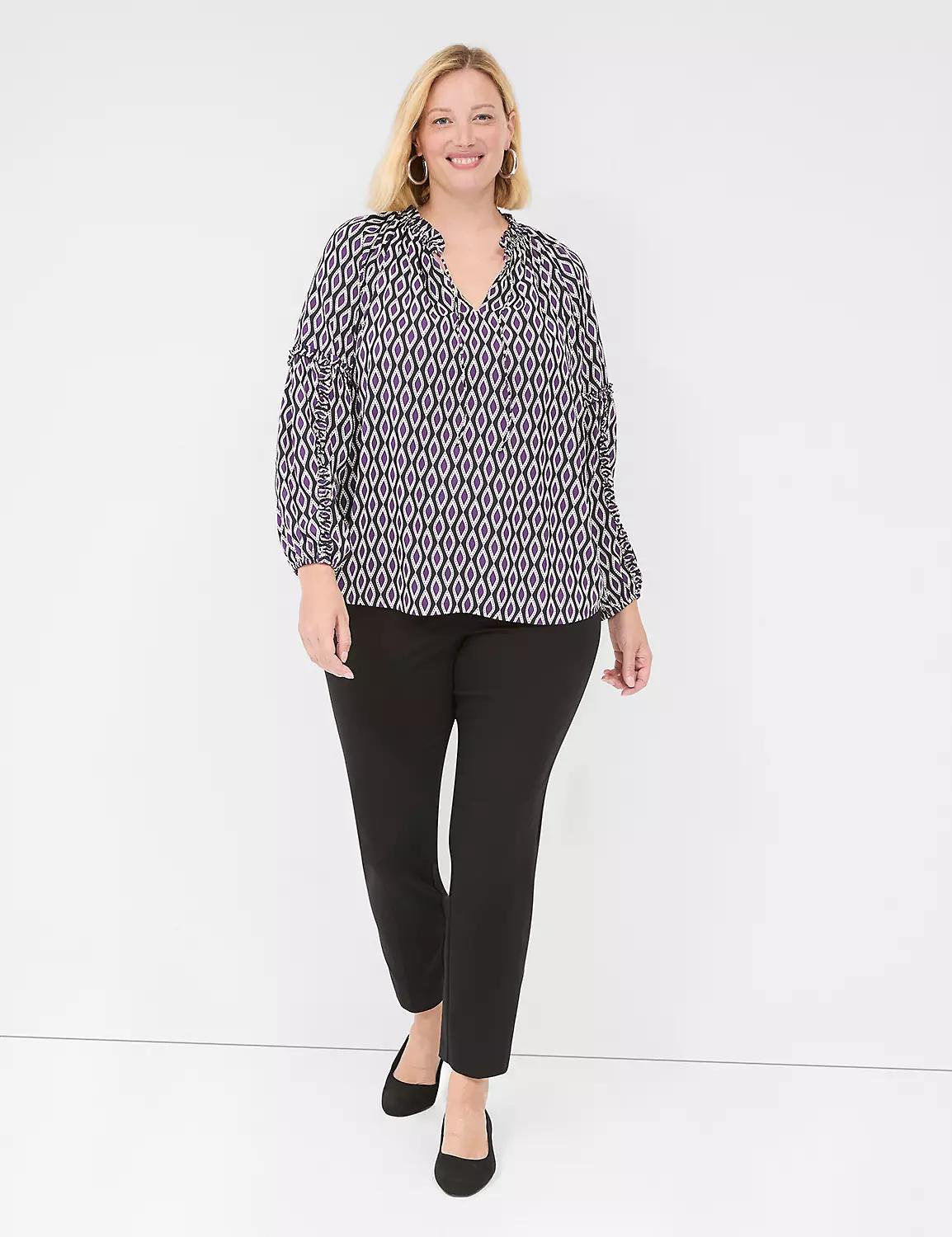 Ruffle Split-Neck Blouse Product Image