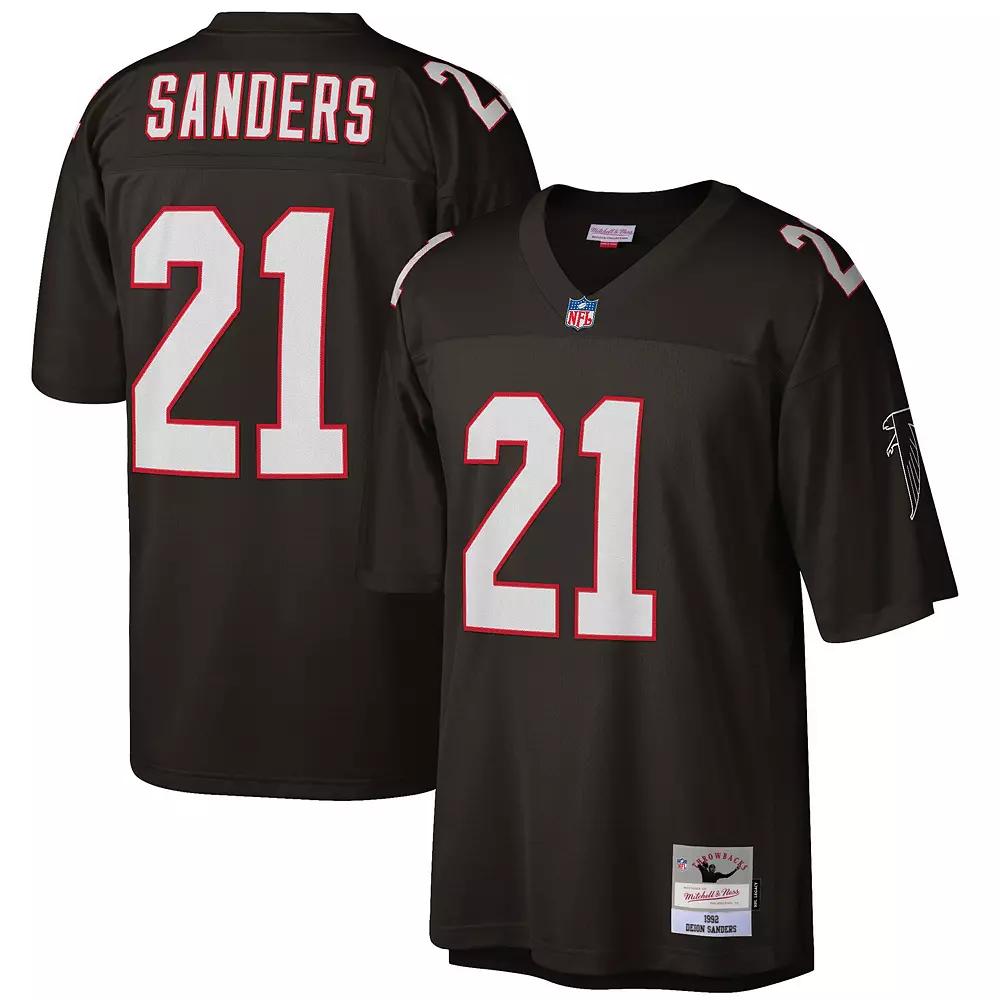 Men's Mitchell & Ness Deion Sanders Black Atlanta Falcons Big & Tall 1992 Retired Player Replica Jersey,  Product Image