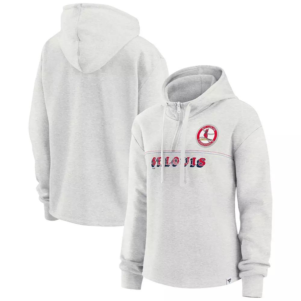 Women's Fanatics Branded Oatmeal St. Louis Cardinals True Classics Legacy Quarter-Zip Hoodie,  Product Image
