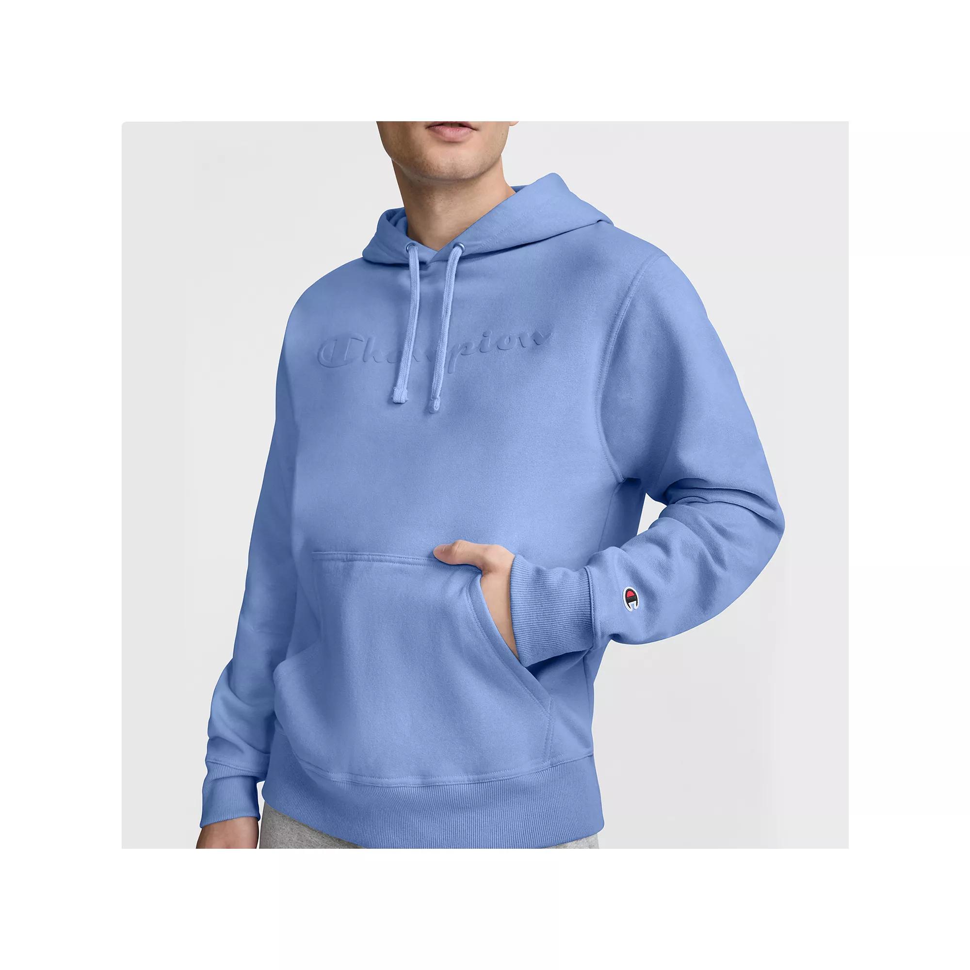 Men's Champion® Embossed Powerblend Graphic Hoodie, Size: Small, Silver Blue Product Image