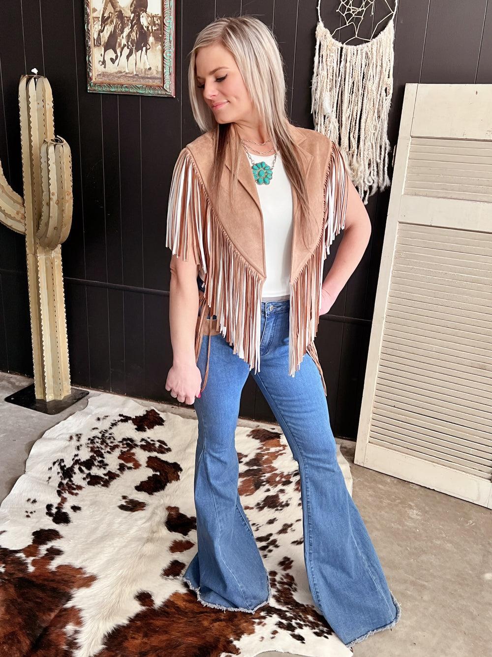 Bell Bottom Denim With Suede Fringe* Product Image