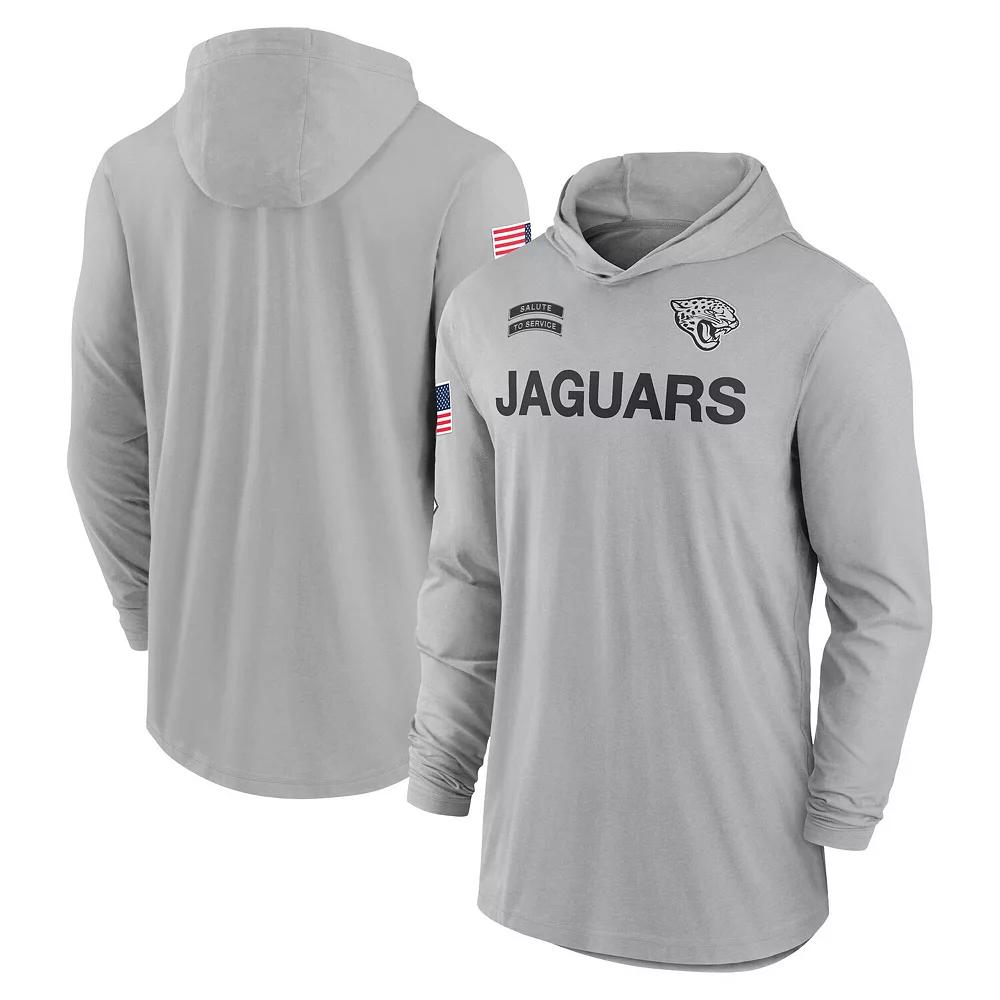 Men's Nike Gray Jacksonville Jaguars 2024 Salute to Service Lightweight Performance Long Sleeve Hooded T-Shirt, Size: 3XL, Grey Product Image