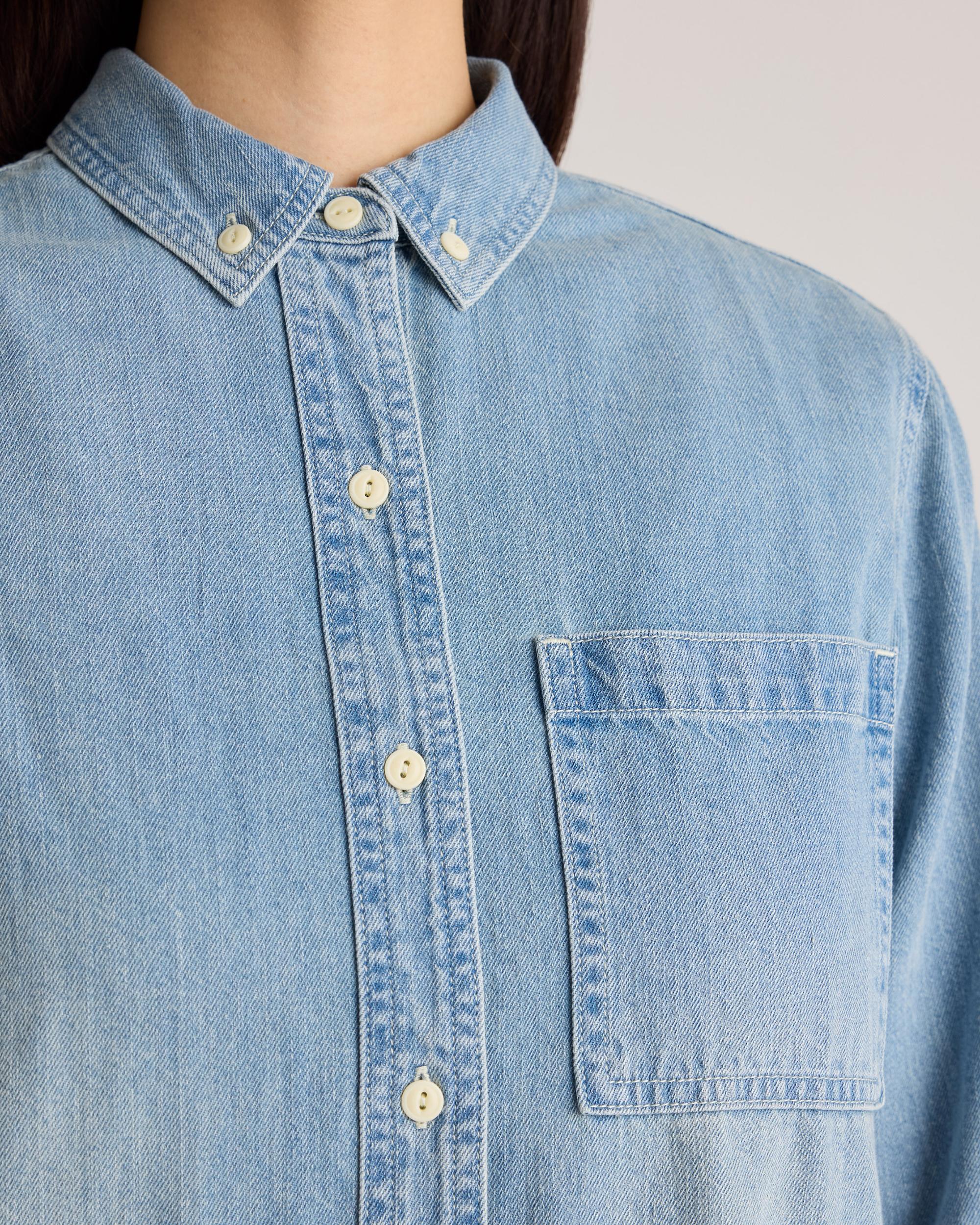 Quince | Women's Distressed Denim OverSized Shirt Size XS, Cotton Product Image