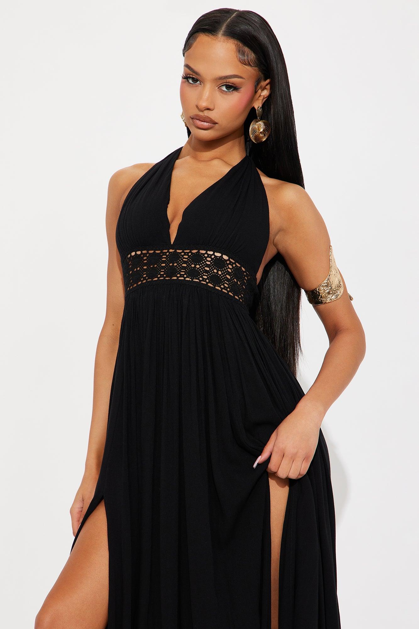 Jenna Gauze Maxi Dress - Black Product Image