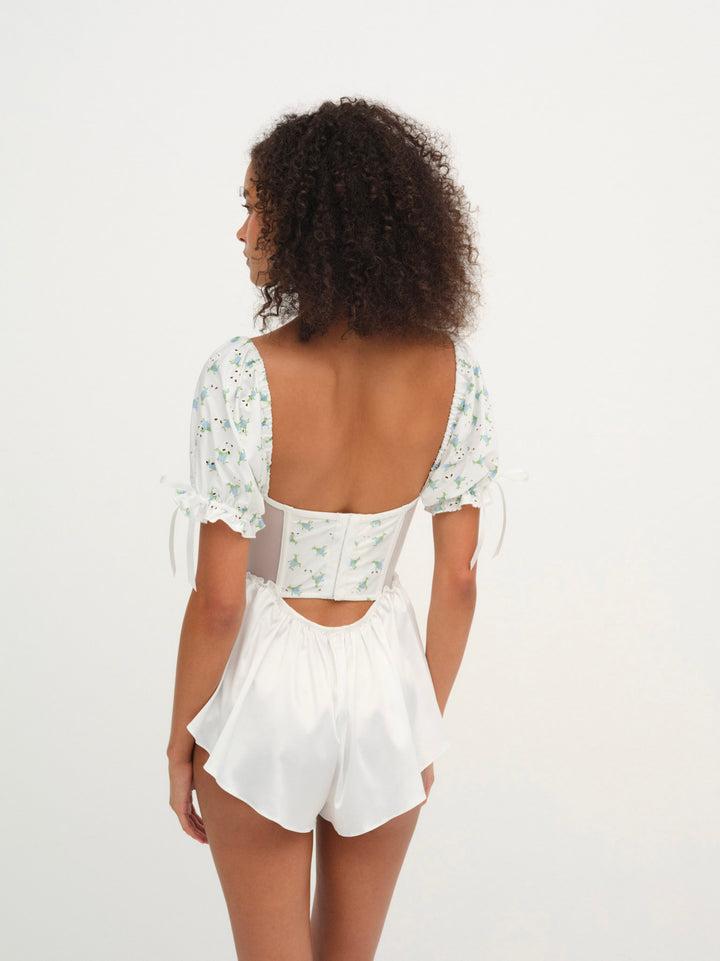 Budding Blossom Sleep Romper — White Product Image
