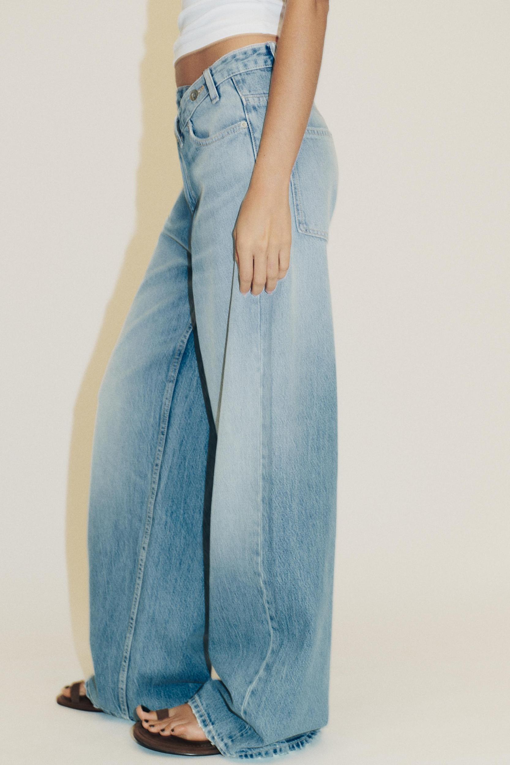 TRF HIGH WAIST CROSSOVER WAIST WIDE LEG JEANS Product Image