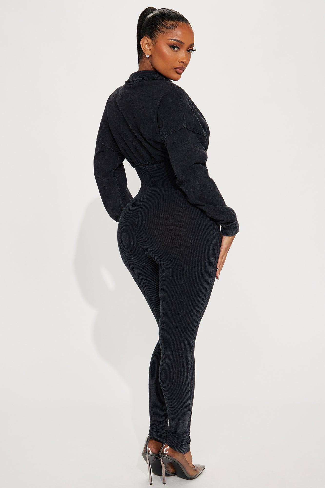 In Transit Ribbed Jumpsuit - Charcoal Product Image
