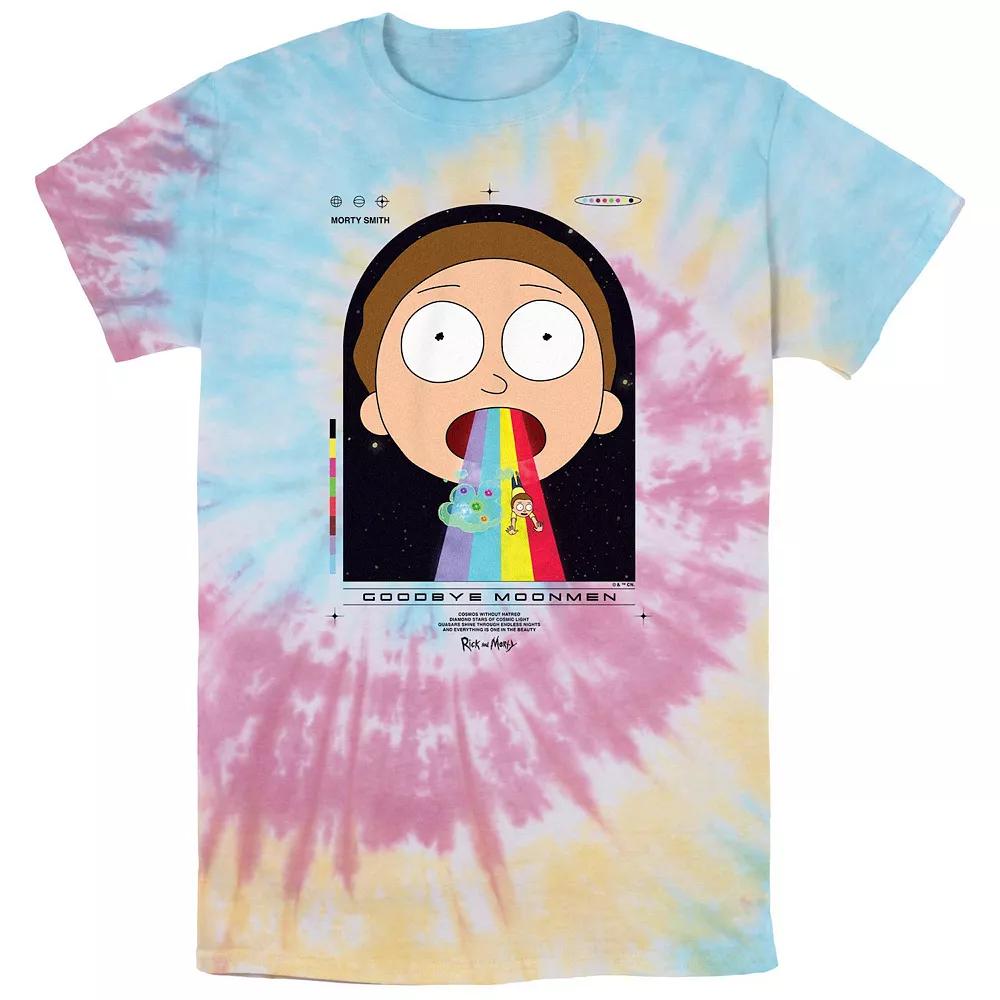 Men's Rick And Morty Rainbow Slide Tie Dye Graphic Tee, Size: Small, Blue Pink Light Yellow Product Image