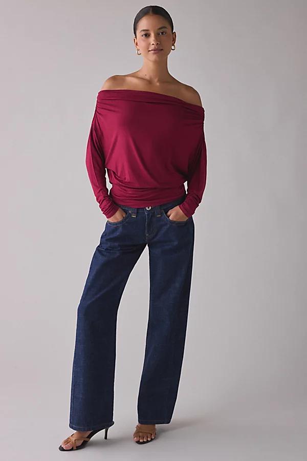 Urban Outfitters UO Elena Long Sleeve Ruched Off-The-Shoulder Top Womens at Urban Outfitters Product Image
