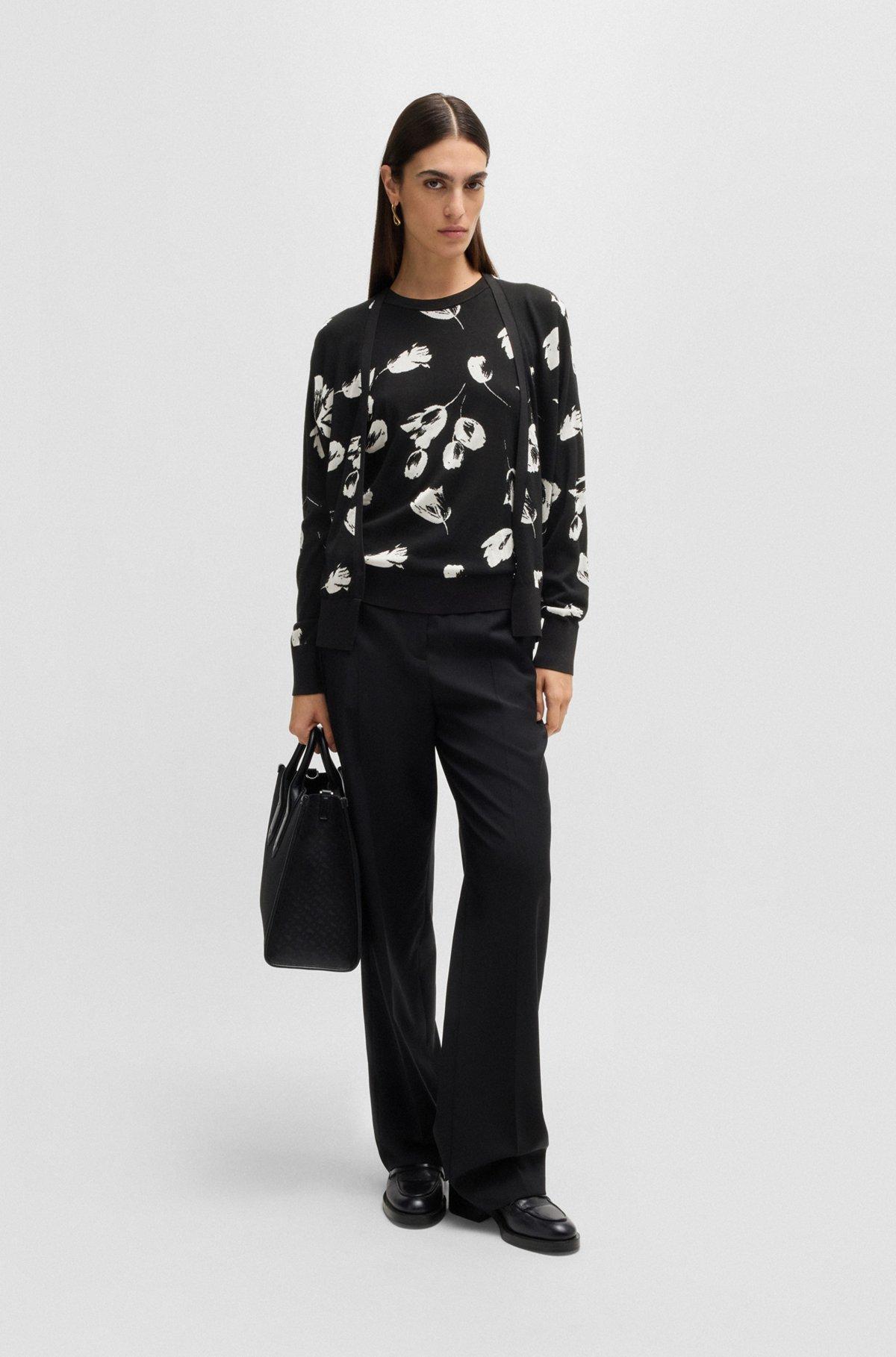 Merino wool-blend cardigan with tulip jacquard Product Image