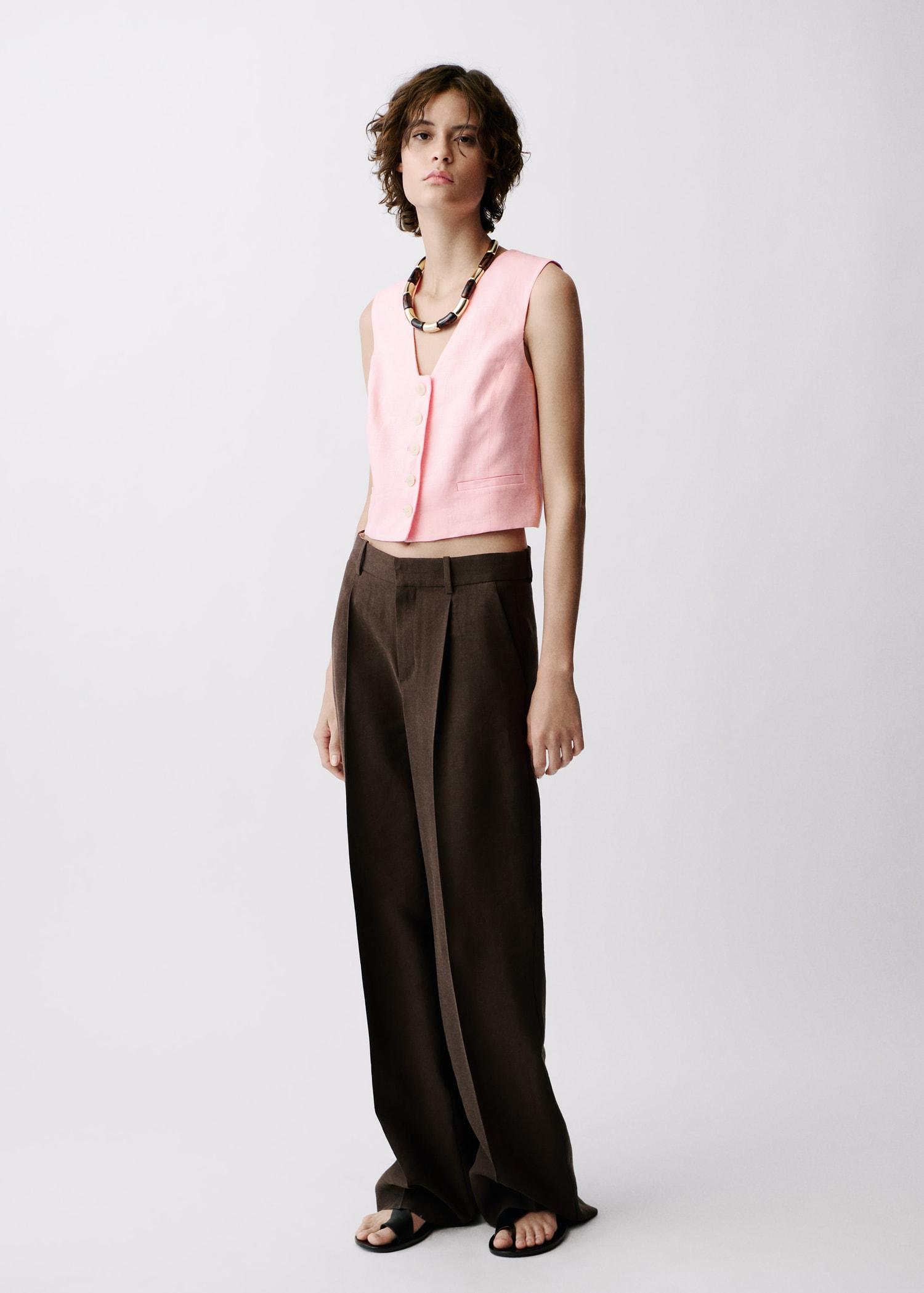 Linen suit waistcoat - Women | MANGO USA Product Image