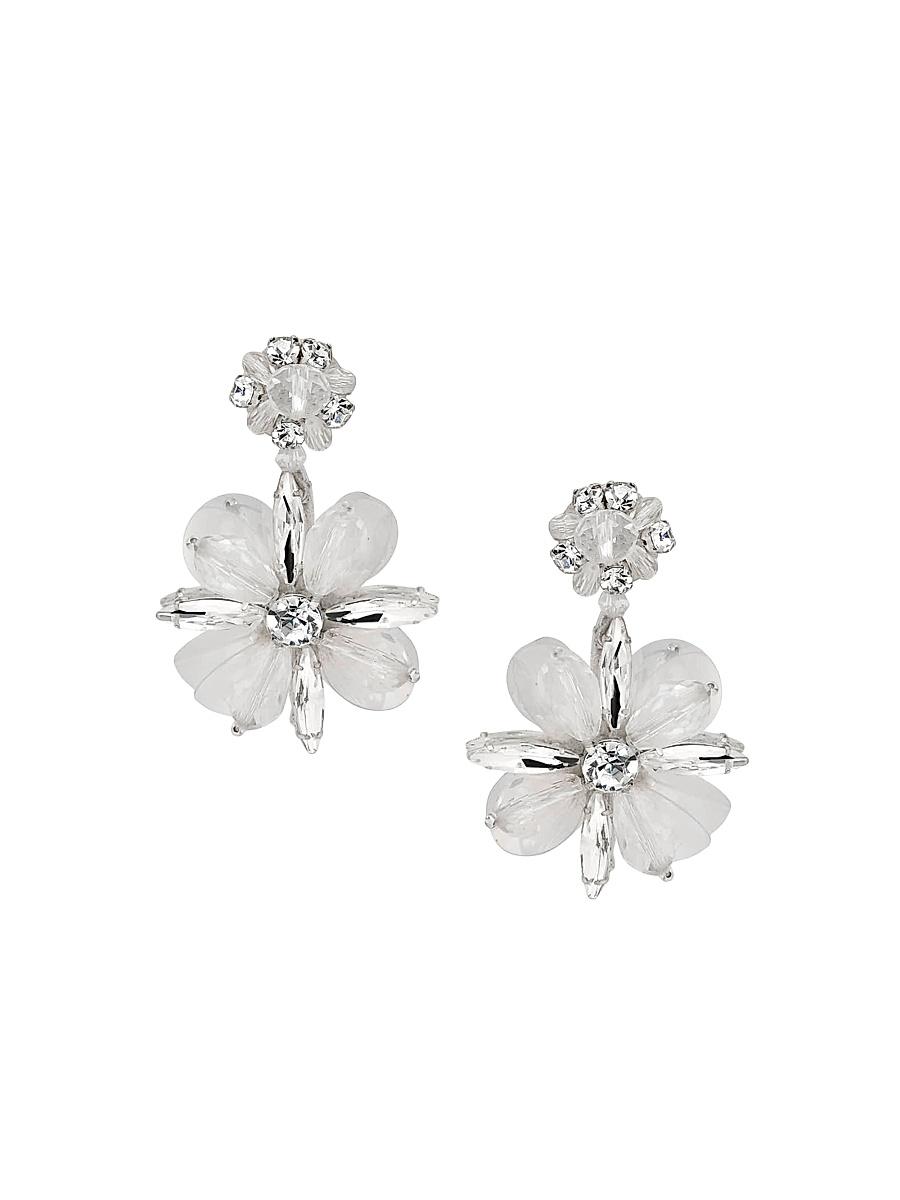 Womens 24K-Gold-Plated Brass & Glass Crystal Flower Drop Earrings Product Image