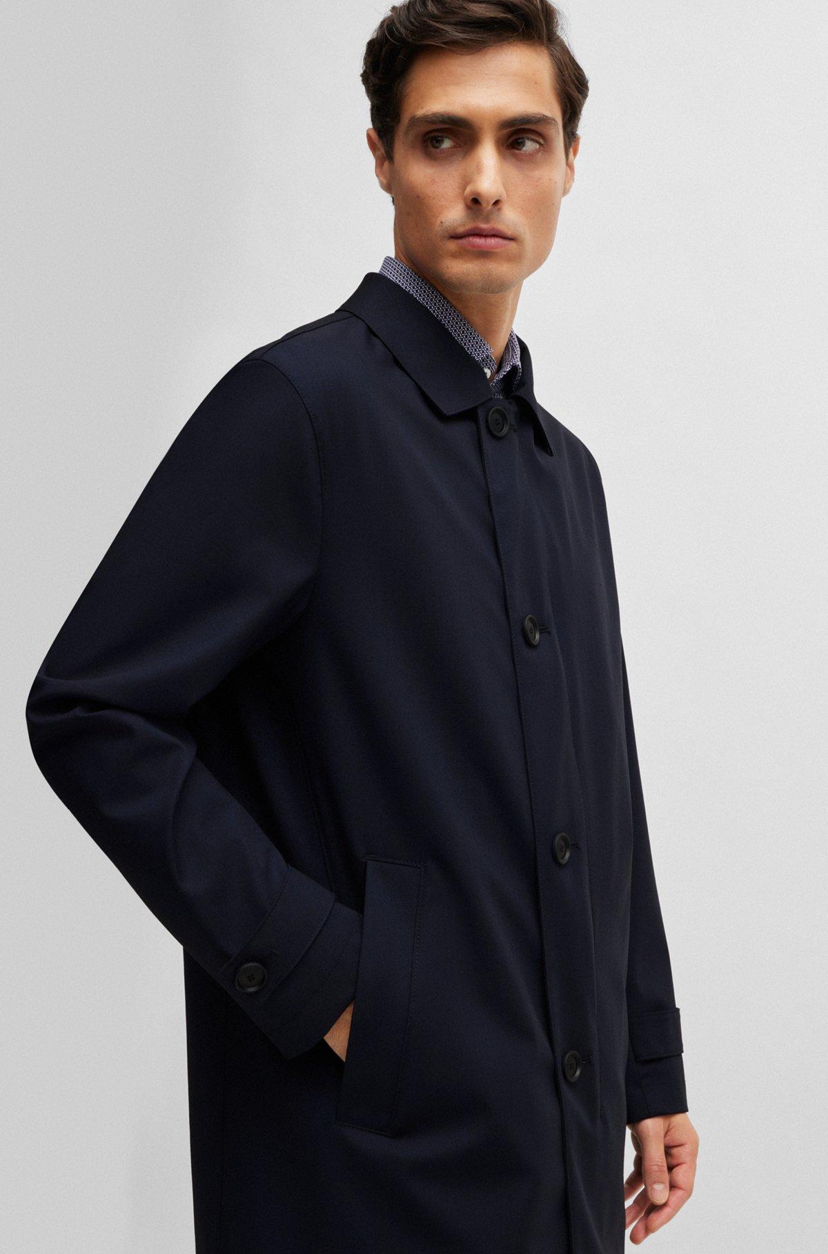BOSS - Waterproof coat blended with wool - Dark Blue Product Image