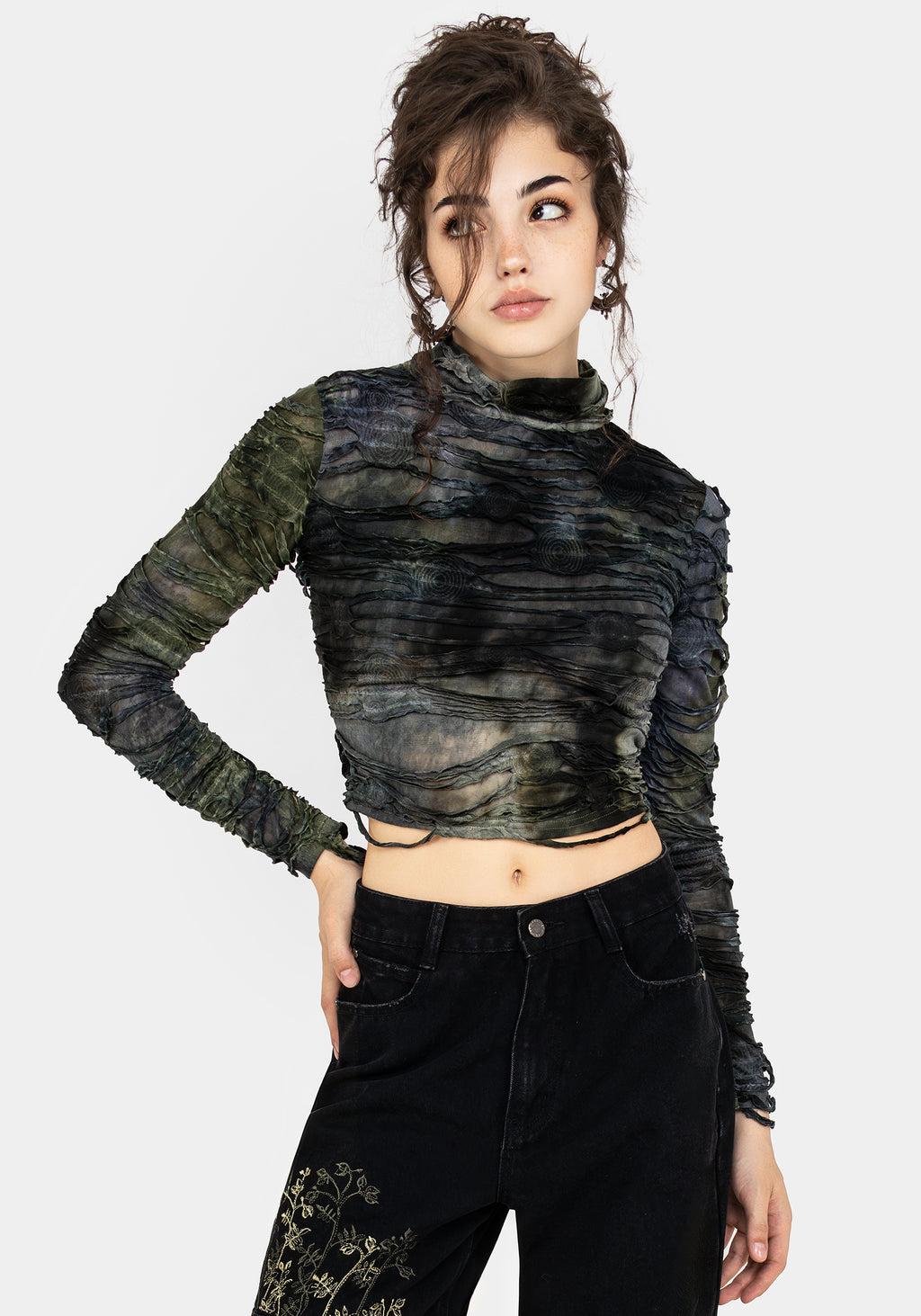 Chlorella Distressed Long Sleeve Top Product Image