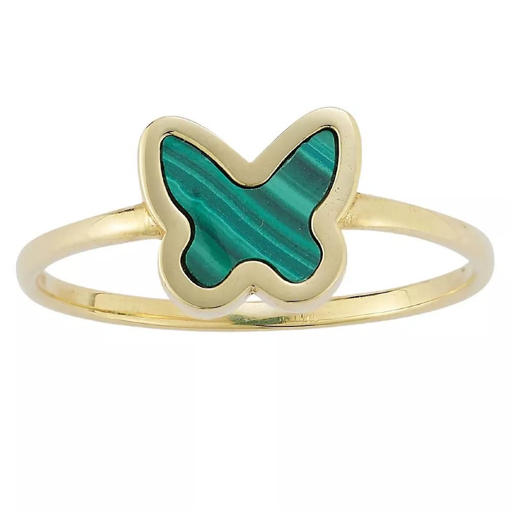 LUMINOR GOLD 14k Gold Malachite Butterfly Ring, Women's, Size: 6 Product Image