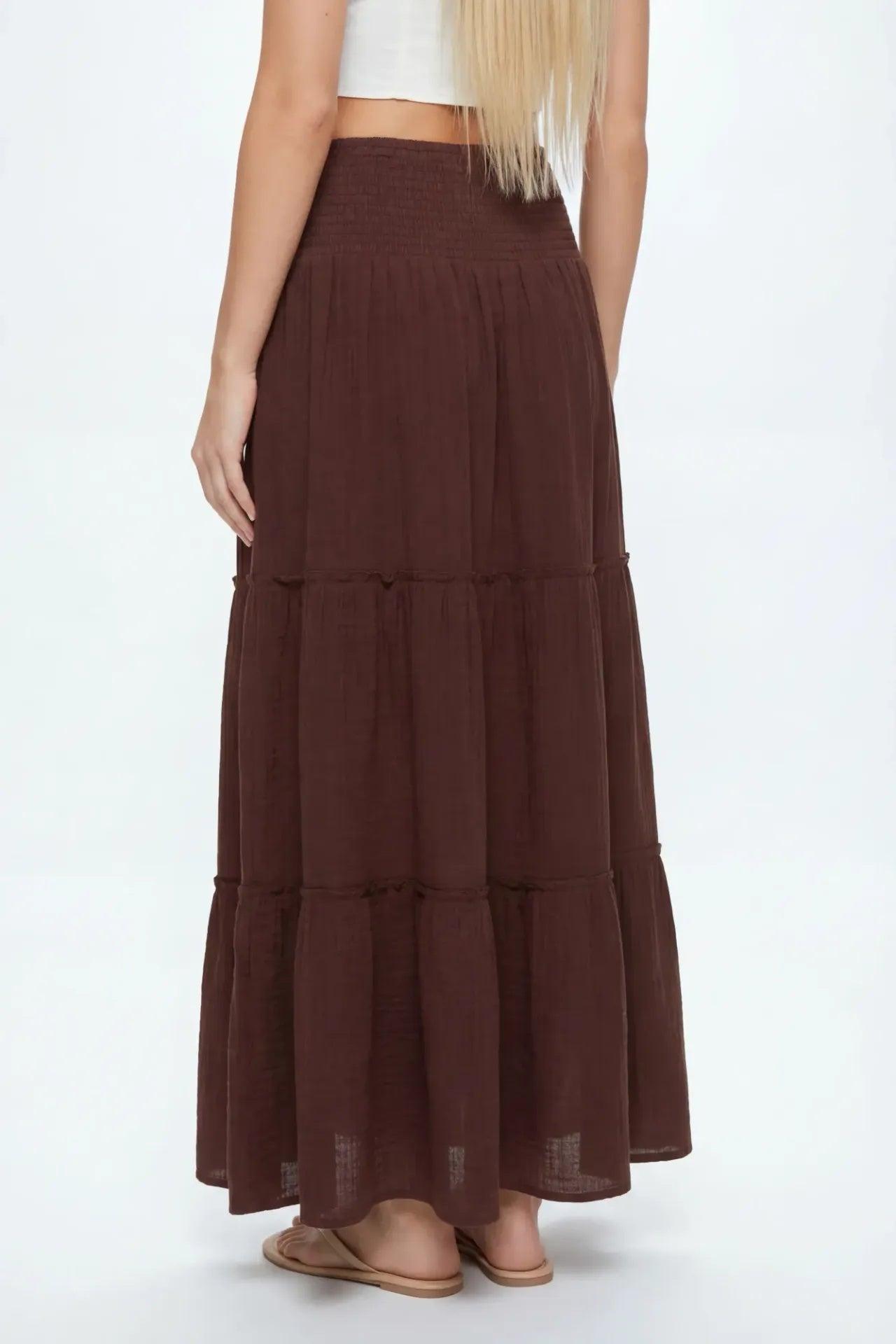 Smocked Waist Tiered Maxi Skirt Female Product Image