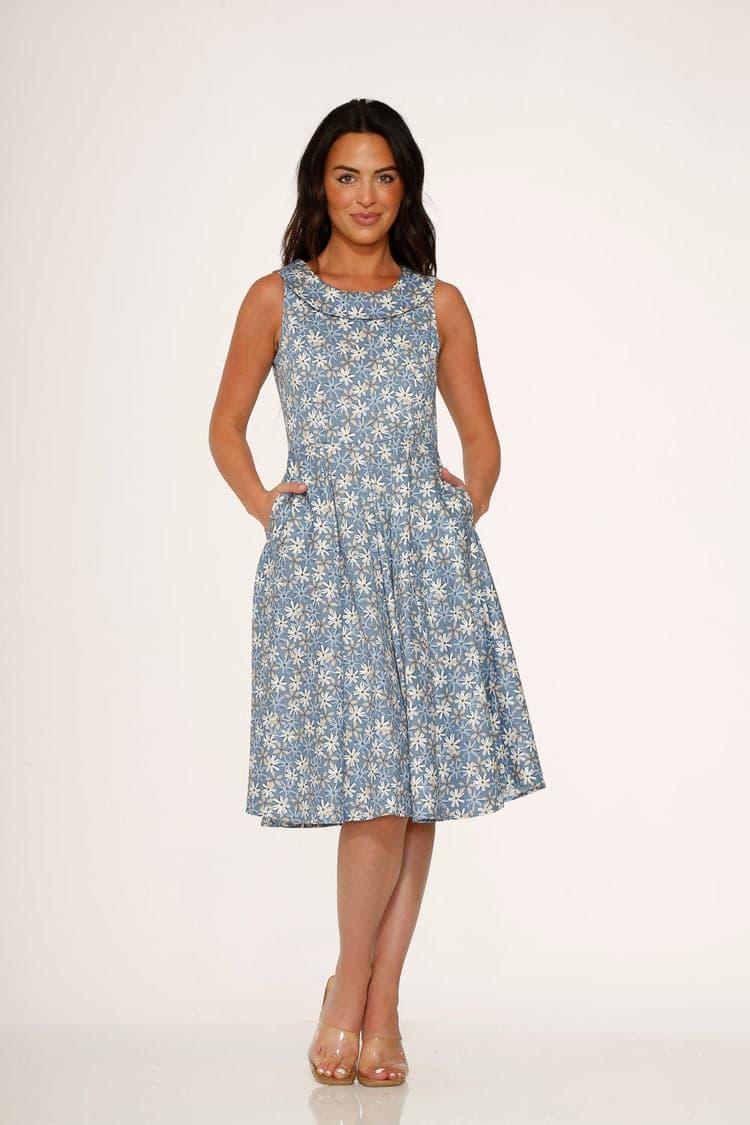 Blue Daisy Floral Swing Dress Product Image