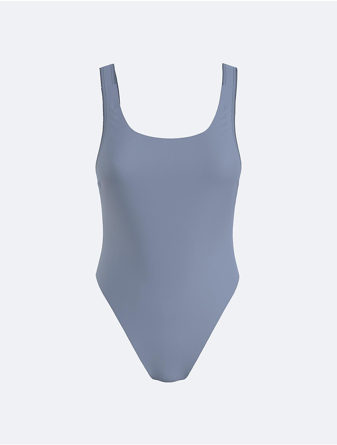 Calvin Klein Womens Plus Size Core Tonal Scoopneck One Piece Swimsuit - Blue Product Image