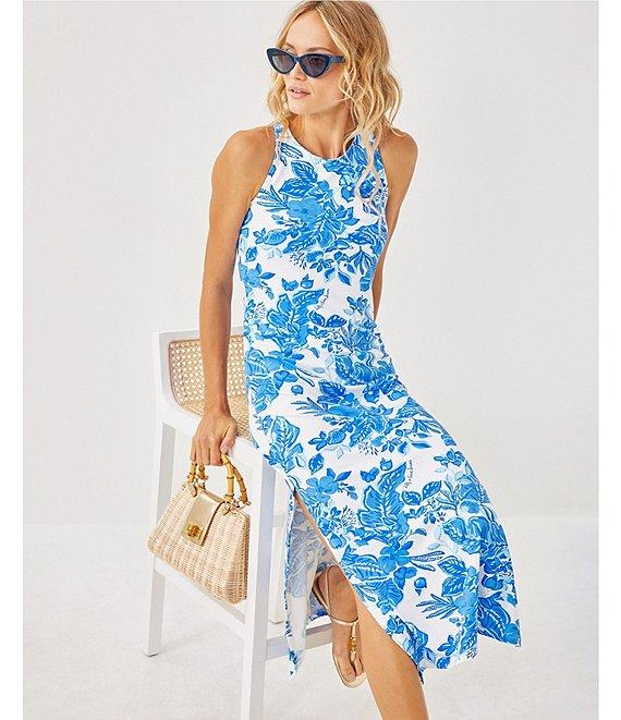 Lilly Pulitzer x Saint James Maxine Soleil Floral Print Round Neck Sleeveless Midi Dress Product Image