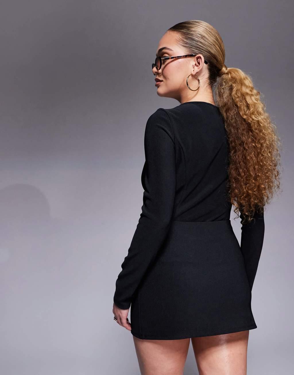 ASOS DESIGN low rise micro mini skirt in black - part of a set Product Image