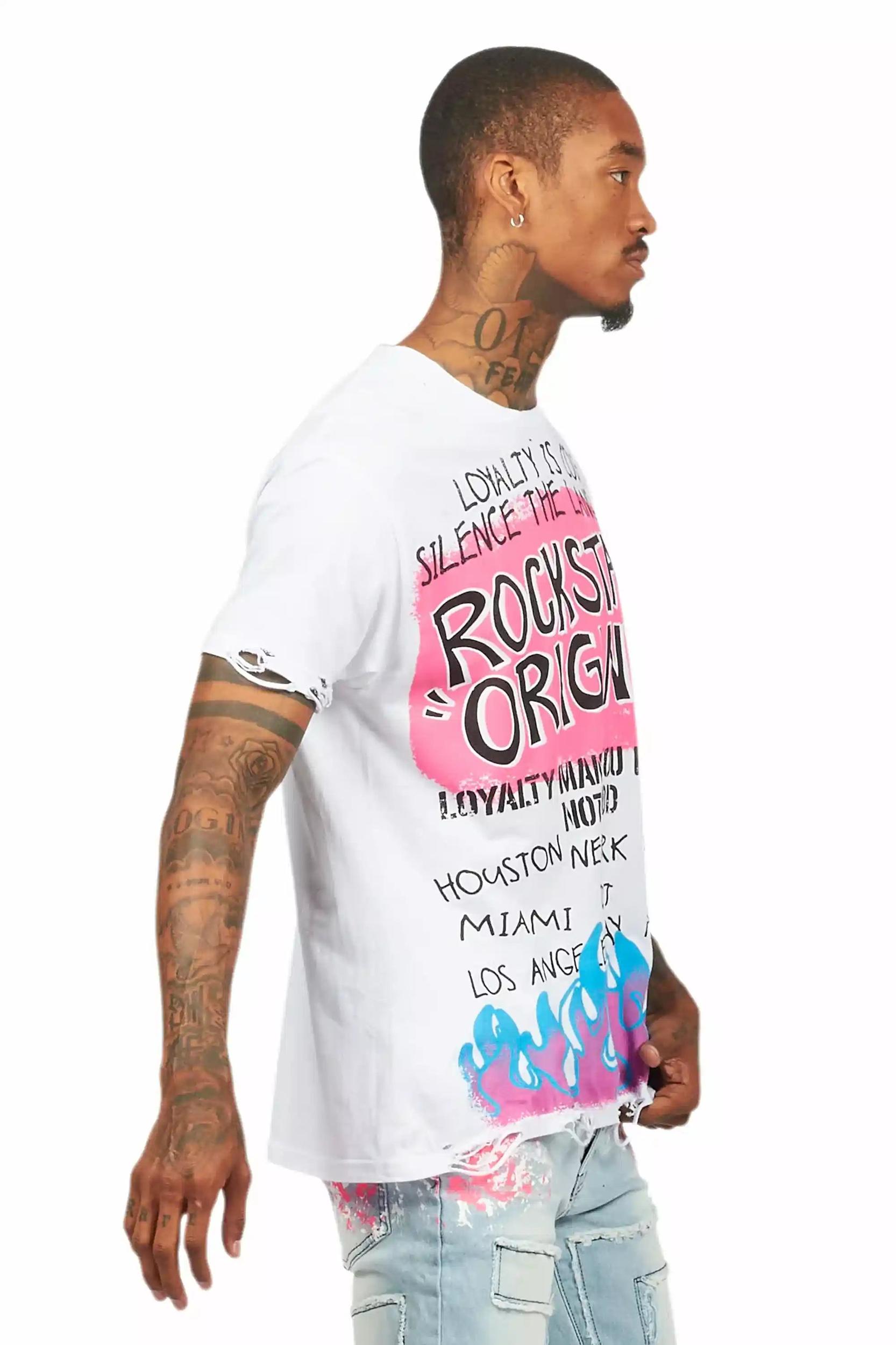 Beno White Oversized Graphic T-Shirt Male Product Image