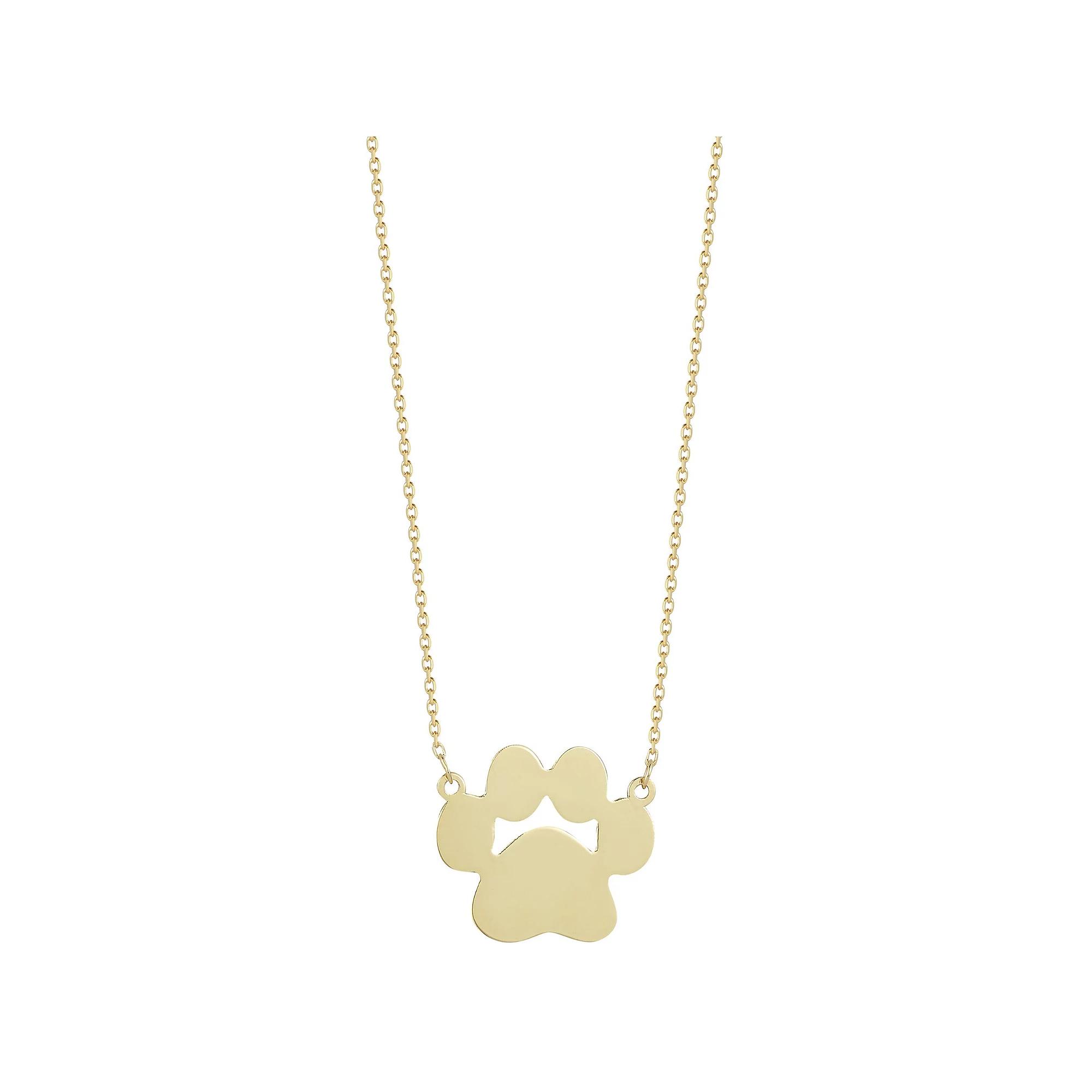LUMINOR GOLD 14k Gold Dog Paw Necklace, Women's, Size: 18", Yellow Product Image