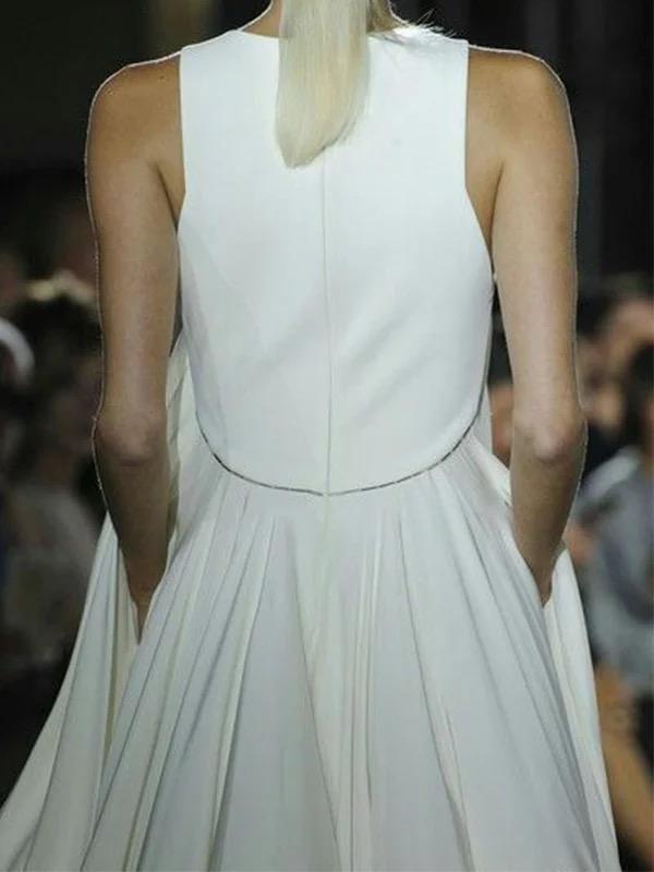 Loose Sleeveless Pockets Solid Color Split-Joint Round-Neck Maxi Dresses Product Image