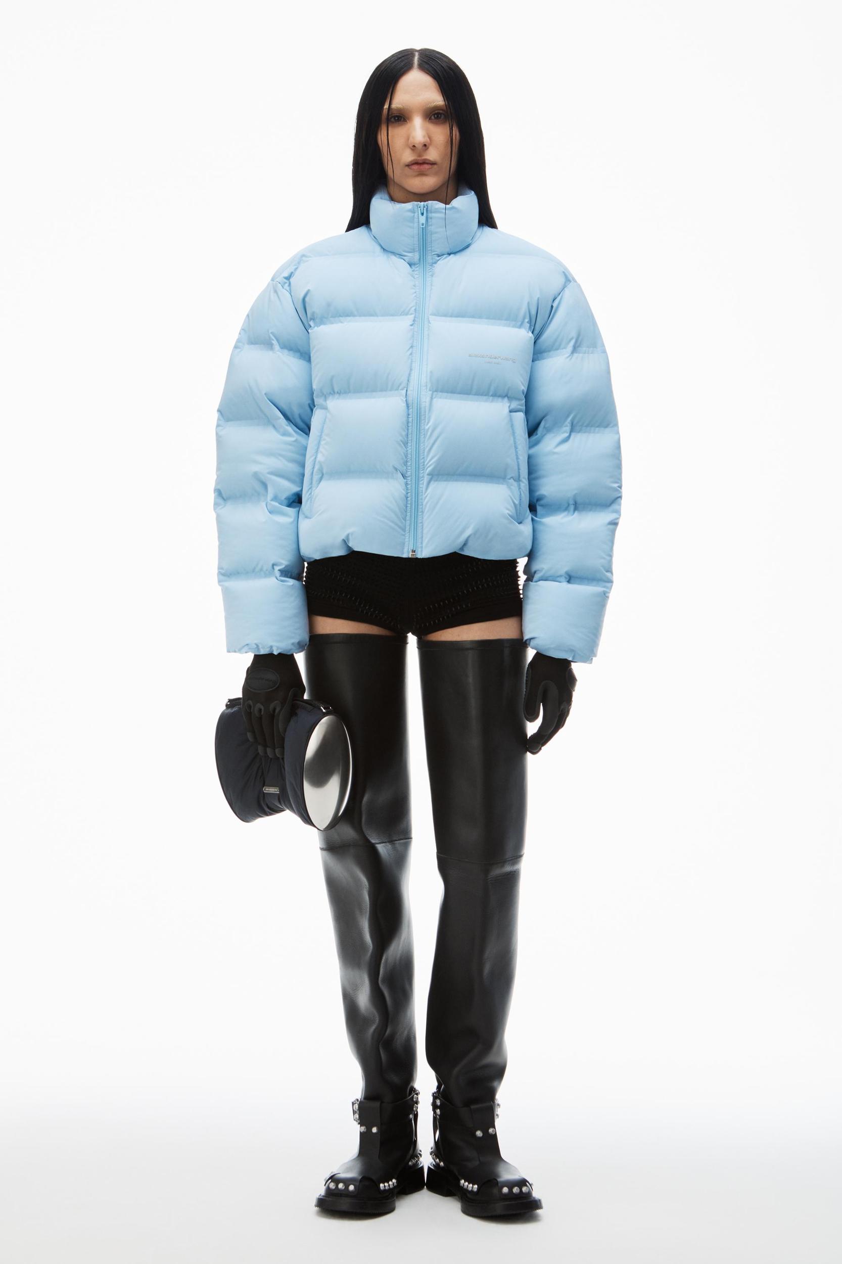 Cropped Puffer Coat With Reflective Logo Product Image
