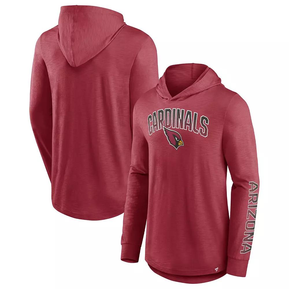 Men's Fanatics Branded Cardinal Arizona Cardinals Front Runner Long Sleeve Hooded T-Shirt,  Product Image