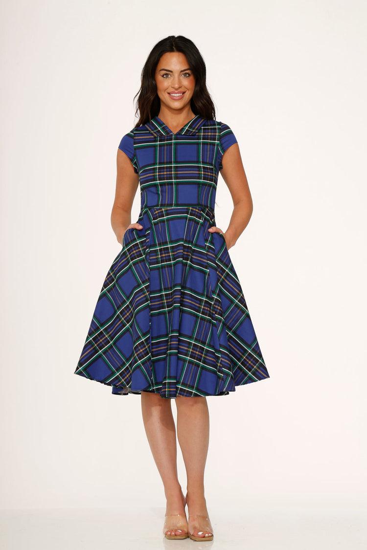 Blue Plaid Swing Dress Product Image