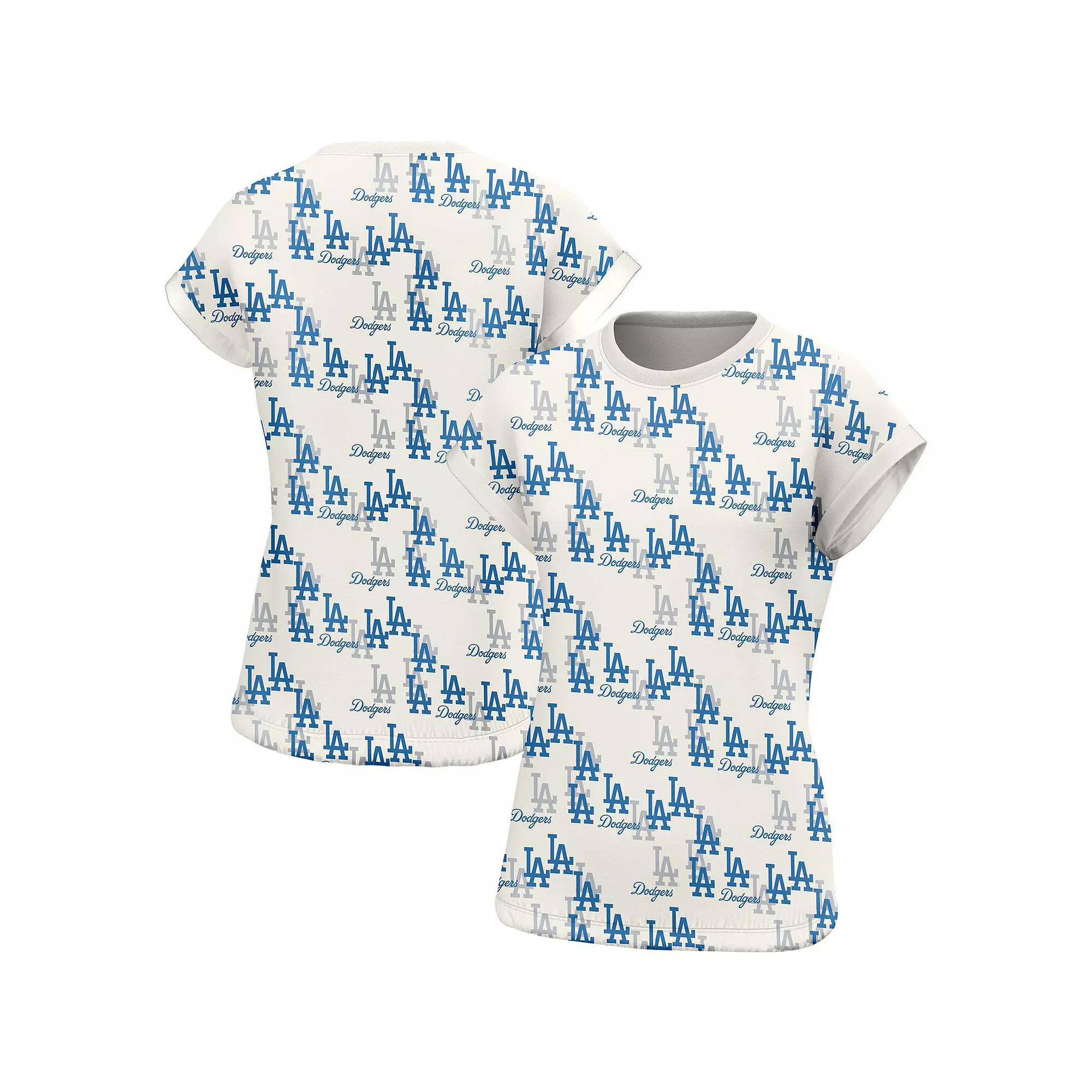 Women's Lusso Style  White Los Angeles Dodgers Madge Dolman Tri-Blend T-Shirt, Size: Large Product Image