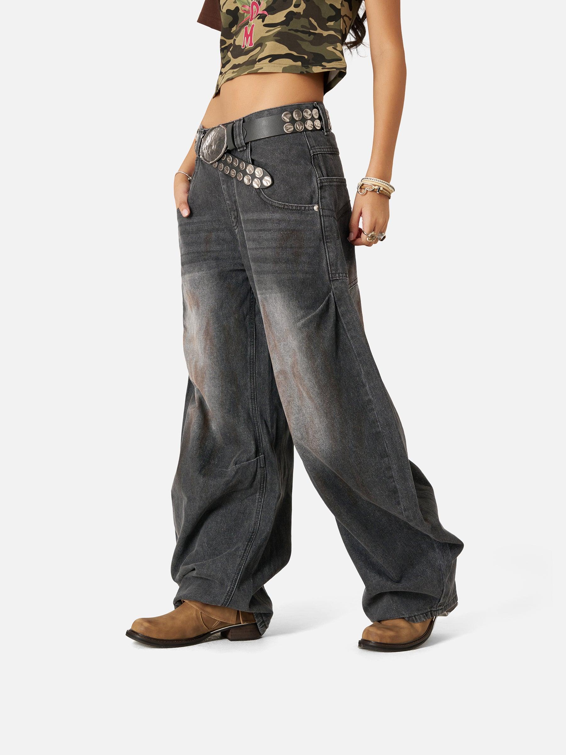 Aelfric Eden Dirty-Dyed Super Baggy Barrel Jeans Product Image