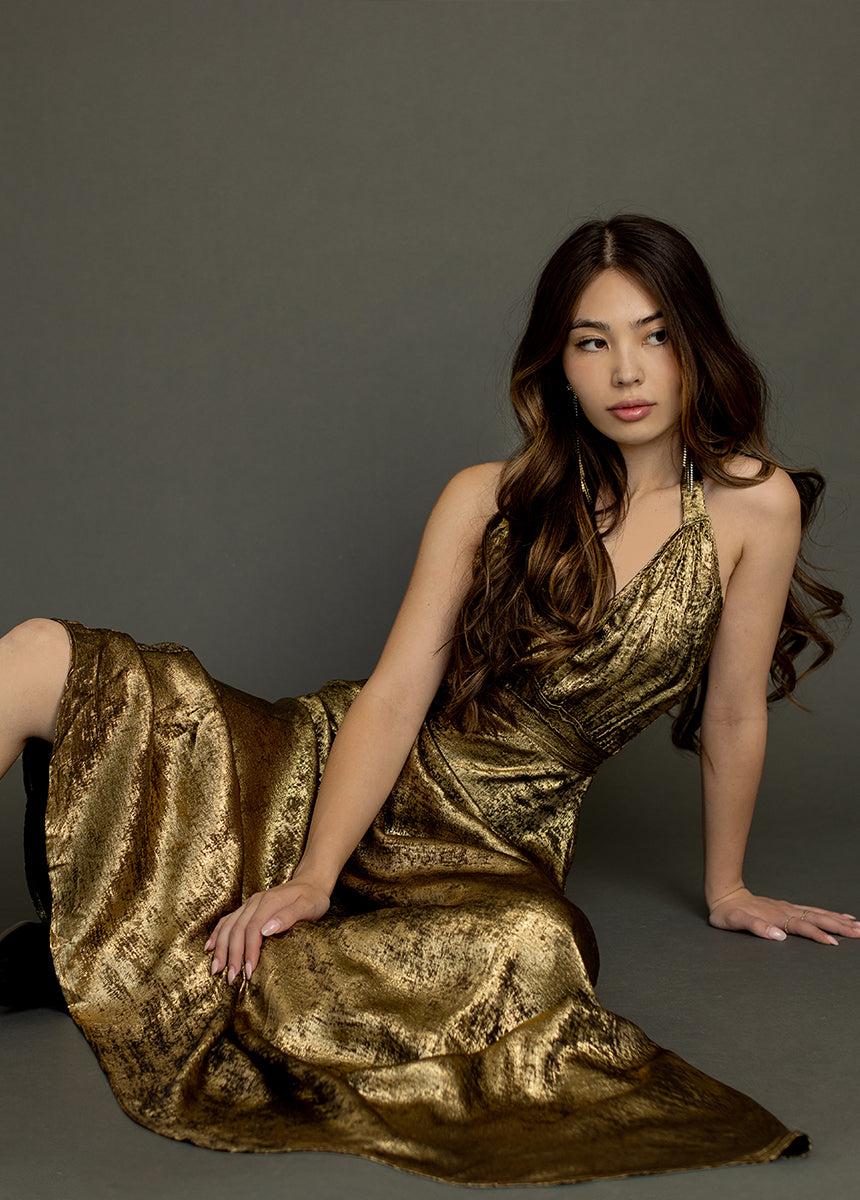 Monroe Dress in Metallic Bronze Female Product Image