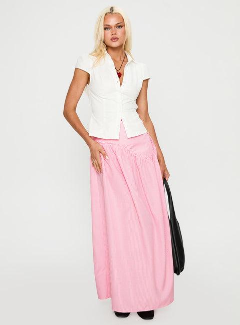 Apresia Maxi Skirt Pink Gingham Product Image