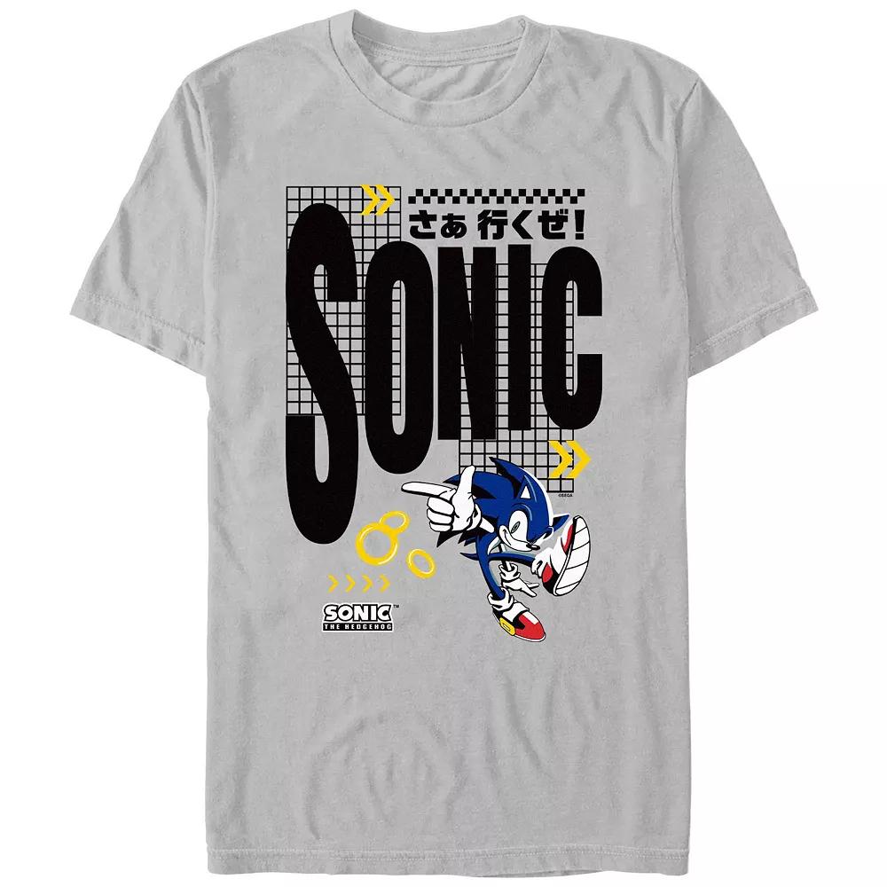 Men's Sonic The Hedgehog Let's Do It Graphic Tee, Size: Small, Silver Product Image